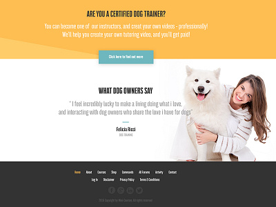 dog training website animal animals app course design dogs home page pet startups training ui