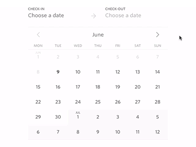Calendar, date range picker