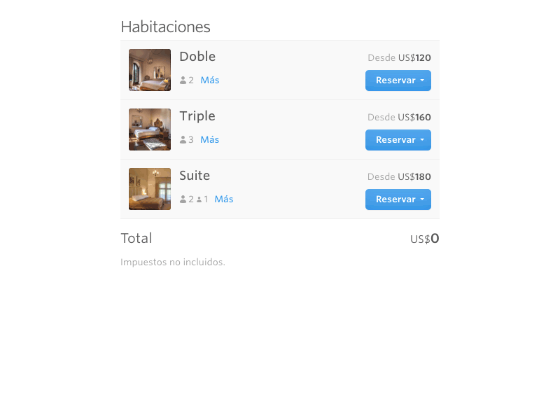 Room booking interaction
