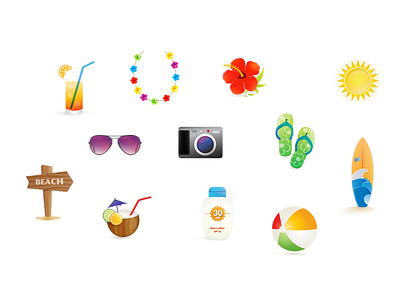 Summer time icons colors illustration visual