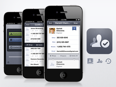 Contacts cleanup & merge app contact experience gray icons interface ios texture ui user