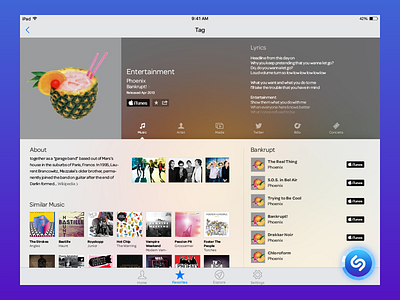 iPad Music Concept - Shazam app dual screen ios ipad music tv shows ui ux