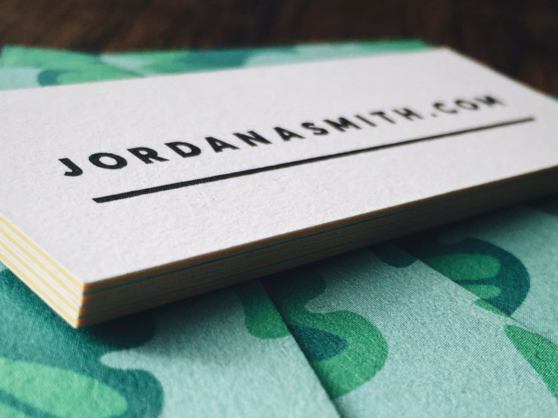 Jordan A. Smith Business Cards edging url design simple brand moo.com business cards