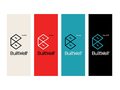 BuiltWell Co b box builtwell company contracting energy homes illustrator logo seattle single-stroke