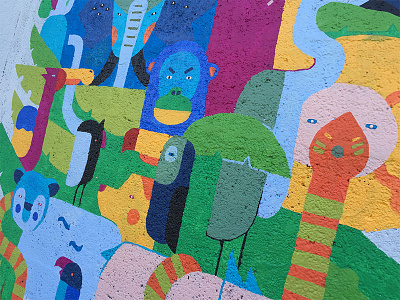Soso & Momo acrylic animal colorful paint painting sisters wall wild