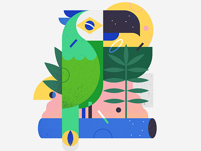 Brazilian parrot in the jungle by Morgane Sanglier on Dribbble