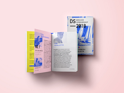 Sponsorship booklet - Sailing team blue book booklet editorial design photos pink sail sailing sponsor sport