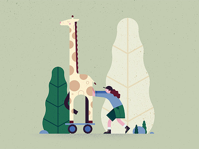 Giraffe animal geometric giraffe grain illustration people shapes texture trees vegetal