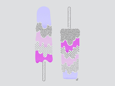 Purple Polka Dot Popsicles dots illustration melting ombre popsicle sprinkles vector