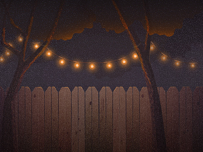 A Fall Evening fall fence glow grain highlight illustration lights shadow textures trees vector