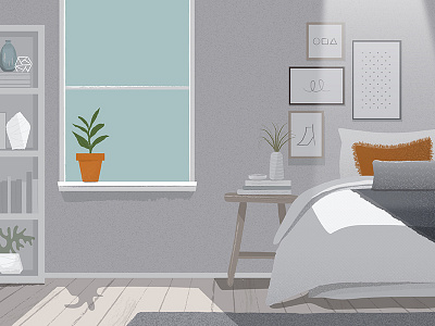 Studio Apartment Bedroom bed bedroom illustration texture