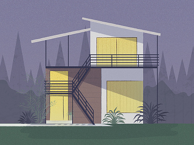 Mod House apartment architecture building design dusk house illustration illustrator landscape modern texture
