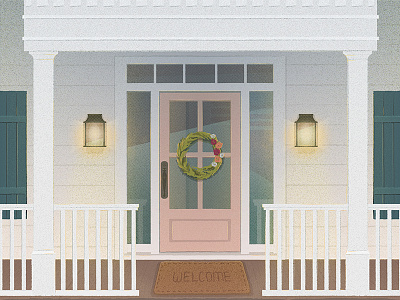 Welcome door fence illustration light porch shutters southern vector welcome window wreath