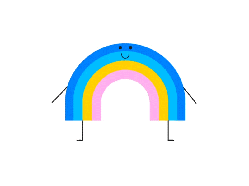 Rainbow character duik hop jump rainbow sparkles