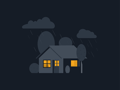 Stormy house illustration illustrator storm weather