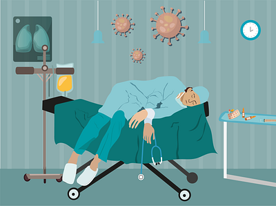 Doctor Resting corona design doctor hospital illustration medicine vector