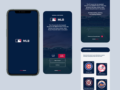 MLB_Mobile UI Kit baseball baseball app flow game mlb mobile app design mobile kit mobile ui player card splashscreen teams uiux
