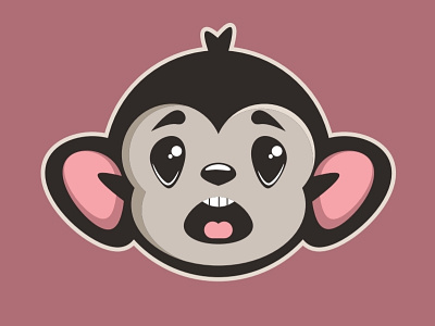 Monkey animal colors face illustration purple tutorial vector