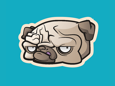 Pug animal dog face funny illustration vector