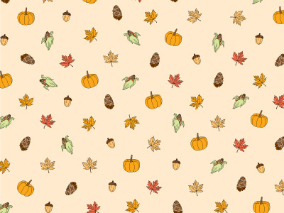 Fall Doodles acorn autumn corn fall illustration leaf lines pinecone pumpkin