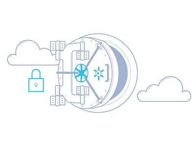 Data Vault bison cloud security data financial tech illustration security vault