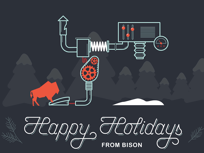 Holiday Card Dribbble animation bison christmas cogs gears gif happy holidays holiday machine snowflake