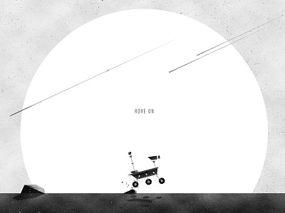 Rove On black and white illustration mars rover