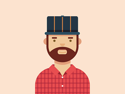 Selfie flannel guy hat illustration