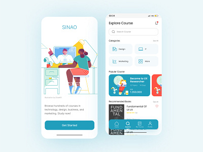 Sinao - Online course mobile app corporate course creative mobile mobile app ui ui design uiux ux design
