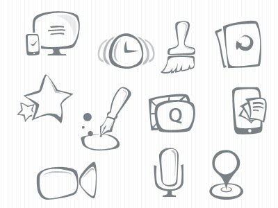 rough brush clock feature geo icon mic pen pictogram refresh video