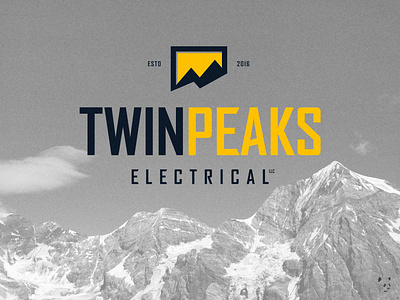 Twin Peaks Electrical LLC bolt electrical logo logo design branding mountain peaks twin peaks