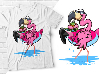 Flamingo Drinking T-shirt graphic design tee design