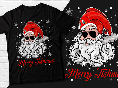 Merry Fishmas T-shirt best selling t shirt branding design graphic design illustration motion graphics tee design typography