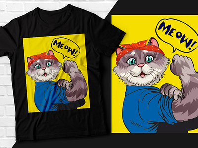 Meow Cat T-shirt best selling t shirt branding design graphic design illustration motion graphics tee design typography