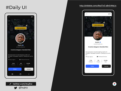 #DailyUI Mobile screen for profile page