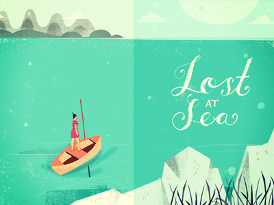 Lost At Sea blue drawing hand lettering illustration illustrator lettering lost at sea ocean texture type typography