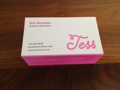 Tess Business card business card businesscard design letterpress pink print