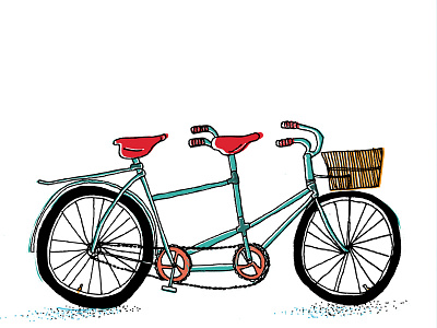 A tandem bicycle bicycle drawing illustration pen