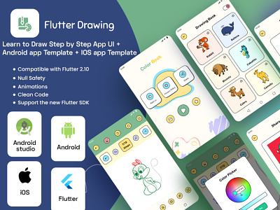 Flutter Drawing : Learn to Draw Step by Step UI App androidapp animation coloring drawing flutter flutterdrawing flutterui graphic design howtodraw iosapp learntodraw paint stepbystep ui