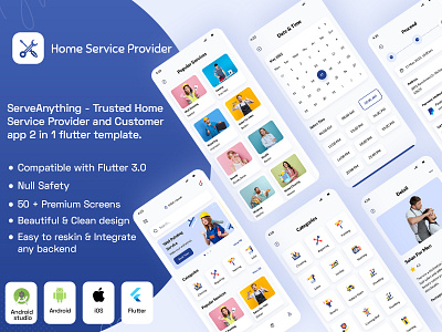 Serve Anything - Trusted Home Service Provider and Customer app androidapp booking service design flutter flutterui graphic design home service provider app ondemand service app provider service provider app ui uiux urbanclap