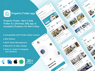Property Finder : Rent & Sale Flutter 3.x (Android, iOS) app UI androidapp branding flutter flutterui home property finder propertysell realestate renthome sell property uiux