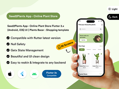 Seed2Plants App - Online Plant Store Flutter 3.x (Android, iOS) androidapp buyplants ecommerce store flutter flutterui graphic design ios app plants plants shop plantstore seeds shop single store store ui uiux woocommerce wordpress