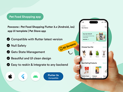 Pawzone : Pet food shopping Flutter 3.x (Android, iOS)