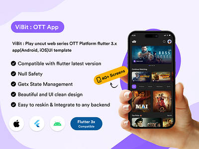 ViBit : Play uncut web series OTT Platform flutter androidapp branding design flutter flutterui ios app movies ott ott platform app ottapp ui uiux video app video streaming app web series webseries