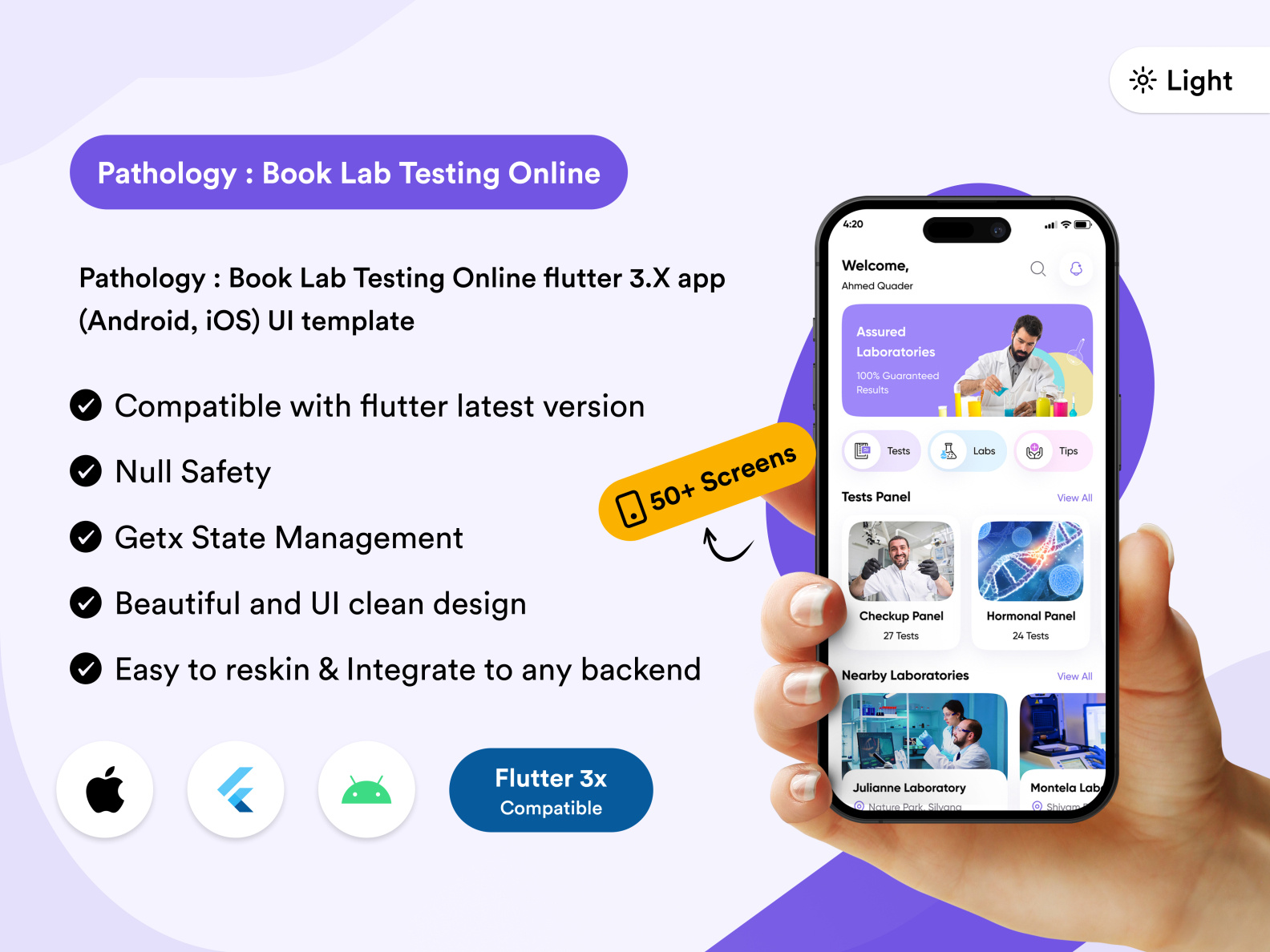 Pathology Book Lab Testing Online flutter 3.x by Template Villa on