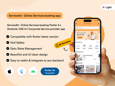 Service4U - Online Services booking Flutter 3.x android businessgrowth corporateservices customerreach flutter hr ios itsupport marketing mobileapp onlinebooking service4u technology userexperience