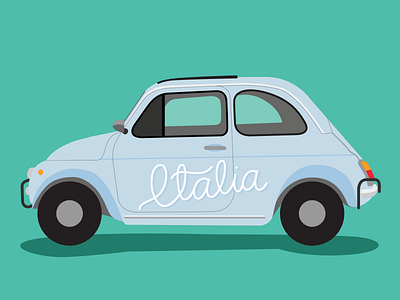 Baby Blue Fiat car flat illustration italia italy playoff sticker sticker mule
