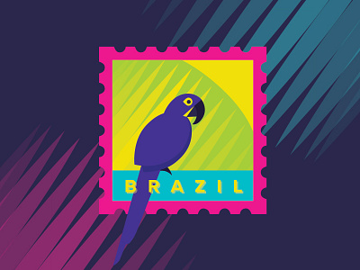 Brazil stamp with hyacinth macaw bird brazil macaw parrot playoff stamp stickermule