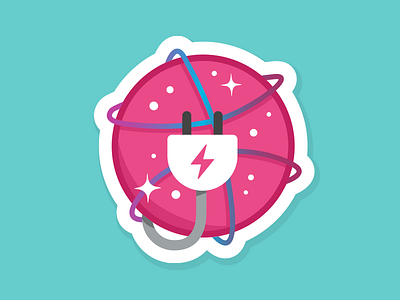 Plug in to the world of Dribbble! basketball dribbble electricity energy galaxy gradient inspiration planet plug space stickermule world
