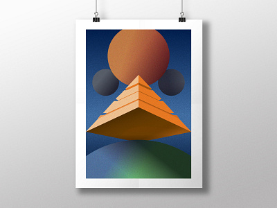 Stargate Poster design earth geometry grainy illustration movie poster movies planets poster art poster design pyramid shading sketches space stargate television texture vector